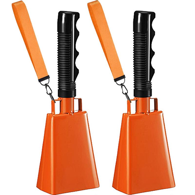 9-Zoll handgekurbelte Kuhglocke für grenzüberschreitende Wettkämpfe und Anfeuern – 8 Zoll lange Handhabe, quadratisches Design