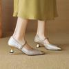 Fashion Solid Med Heel Sandals for Women New Hot Sale Summer One-line Buckle Ladies Shoes Baotou Thin Heels Women's Sandals