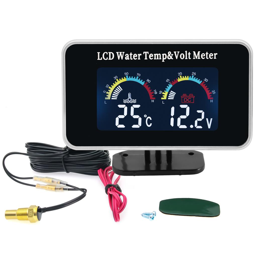 12V-24V LCD Digital Car Gauge Muti-functional 2/3/4 IN 1 Water Temp Meter Voltmeter Oil Pressure Fuel Level Gauges Sensor 1/8npt
