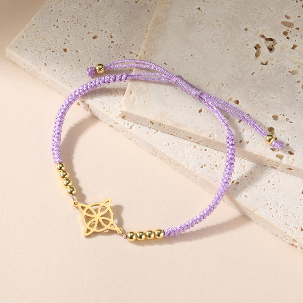 Witch Knot Bracelet Women Men Stainless Steel Beads Charm Black Red Blue Purple Rope Bracelets Amulet Witchcraft Jewelry