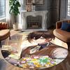 1pc Genshin Impact2 Print Round Carpet Chair Round Carpet Suitable for Bedroom Living Room Home Decorative Carpet