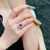  Bella Box New Vintage Gorgeous Flower Shape Red Opening Rings For Women Mother's Day  Zircon Fine Classic Jewelry Gift