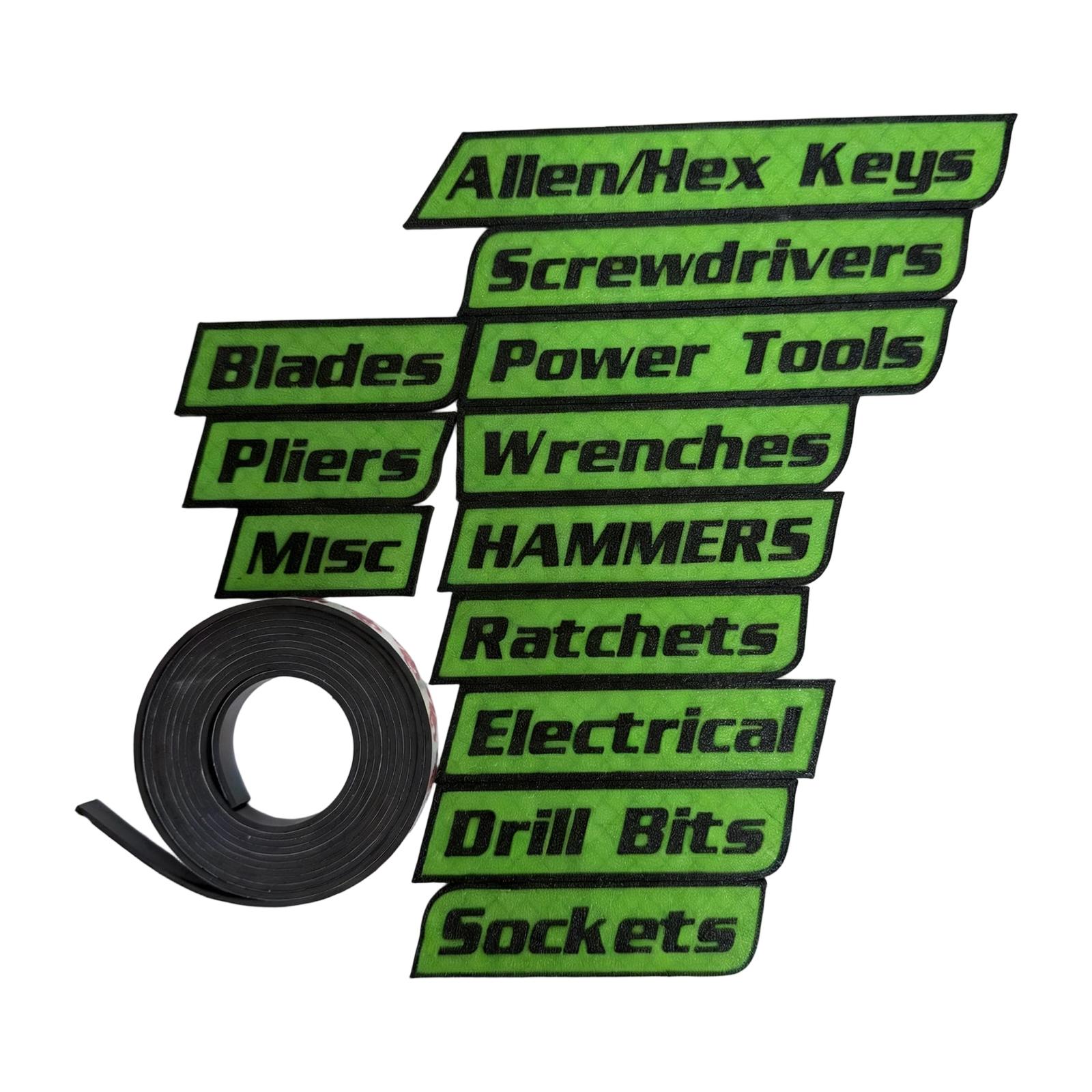 

Portable Magnetic Toolbox Labels Set – Reusable Magnetic Tags For Tool Organization And Storage One Size зелёный