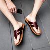 Outdoor Strand-Slipper Rutschfest Freizeitspaziergang Herren Flip-Flops Lässig Leder Herren Sommer-Flats Schnelltrocknend Weich Wading Aqua-Schuhe