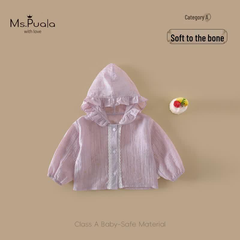 

MS.PUALA Baby Girl Lyocell Breathable Hooded Cardigan 73 cm
