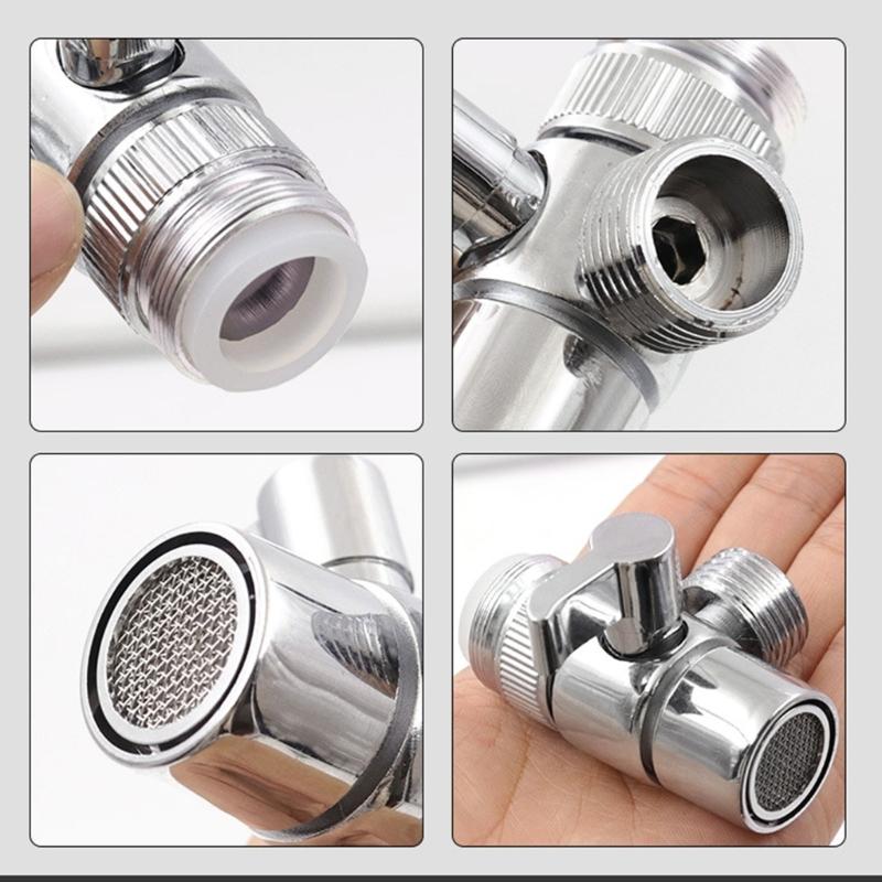 Upgrades Split Faucet Adapter with Double Function Two Way Tap Connector 360 Rotation  Sprayings for  Bathroom & Kitchen Use