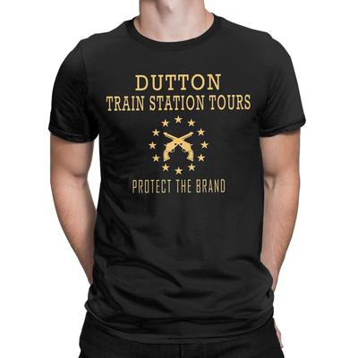 Pánské tričko Dutton Train Station Tours Yellowstone Bavlněné oblečení Krátký rukáv Kulatý výstřih Tričko Narozeninový dárek Trička