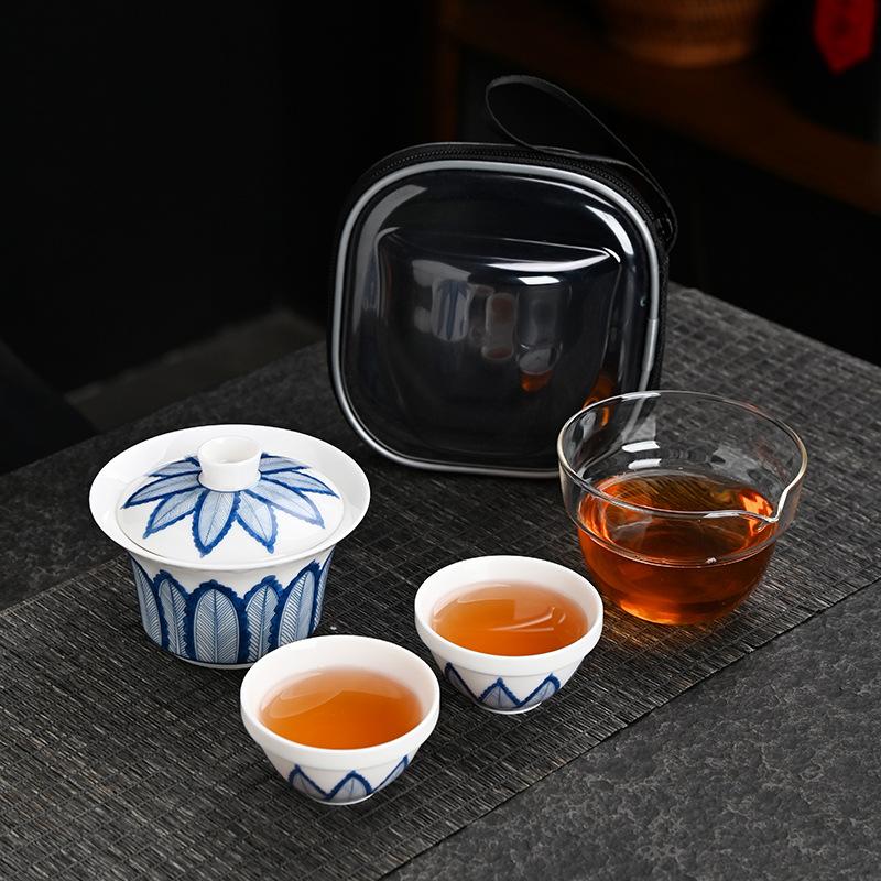 

Banana leaf decal fast cup ceramic one pot two cups outdoor camping car portable travel tea set set