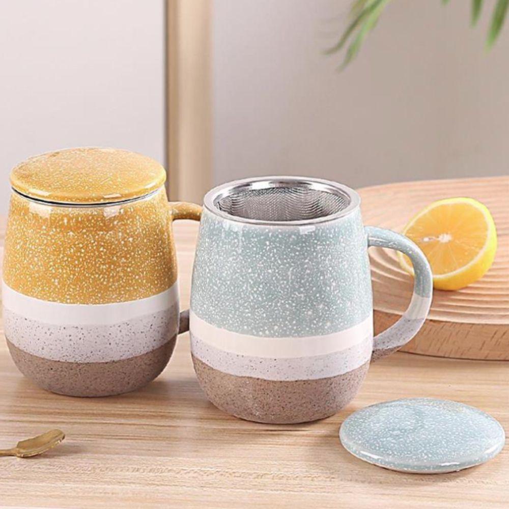 Ceramic Tea Separation Cup with Filter and Lid Milk Mug Multifunctional Water Cup  Breakfast