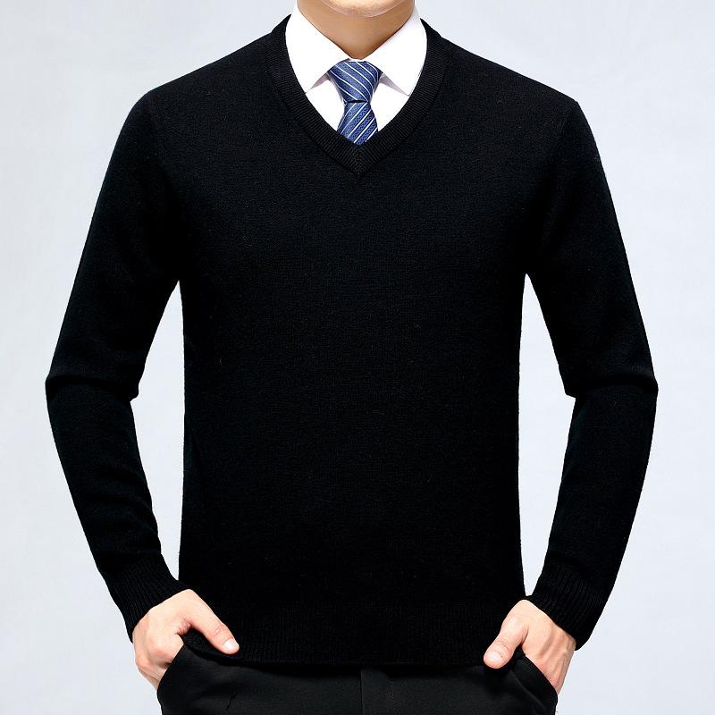 Men's V-Neck Argyle Cashmere Sweater - Thick, Warm Wool for Business or Casual Wear