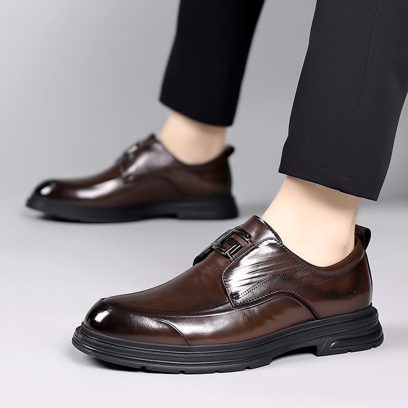 

Quanzhou men s leather shoes 2024 autumn new soft-soled business casual leather shoes British style comfortable casual men s leather shoes 38 коричневый