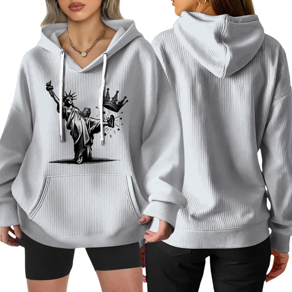 Women's Fashion Casual Long Sleeve Loose Printed Pullover Sports Long Sleeve Sweatshirt