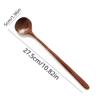 Natural BPA Free Long Handle Wooden Soup Spoon Round Smooth Scoop for Kitchen Porridge Dessert Tea Coffee Serving
