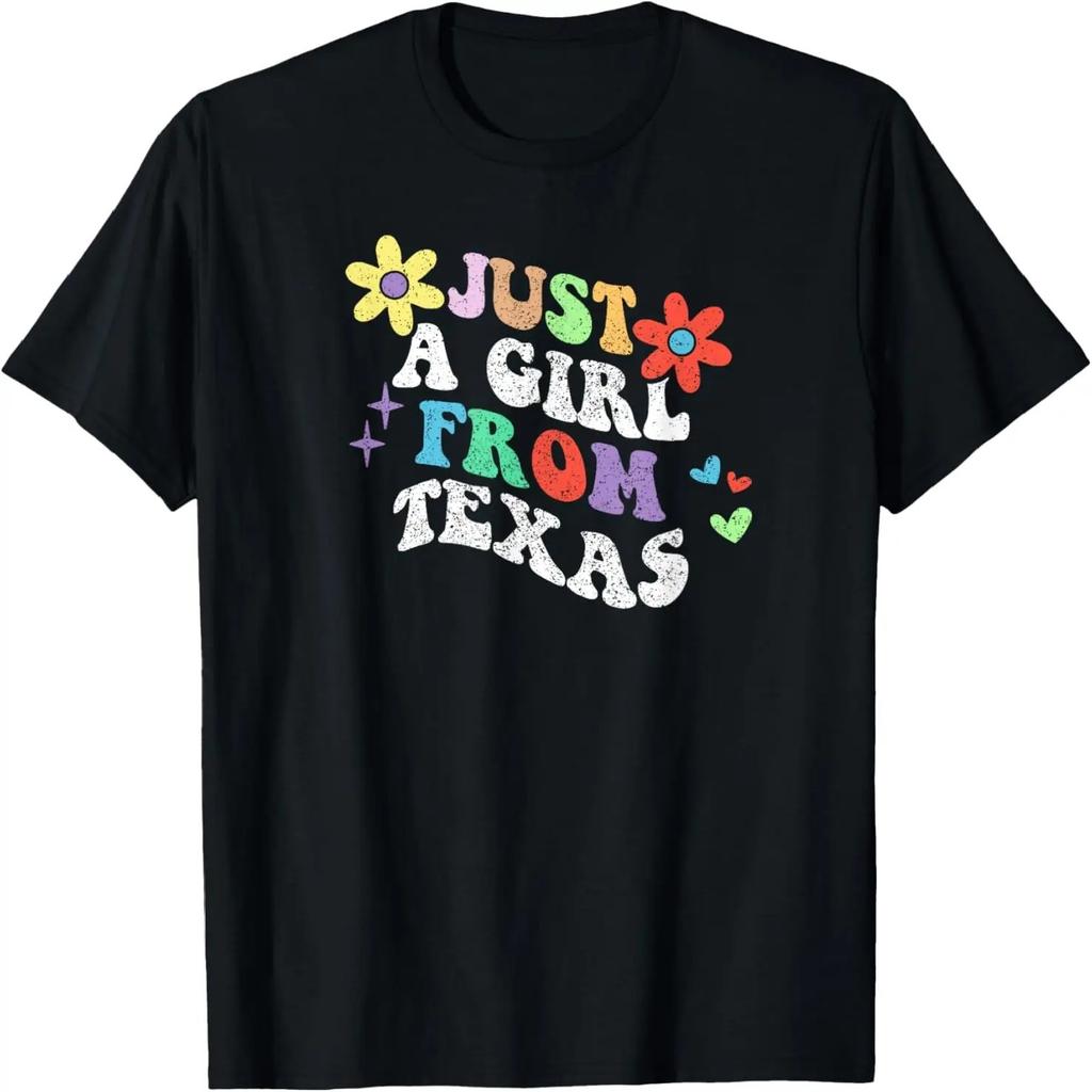 Retro Groovy Nur Ein Mädchen Aus Texas Lustiges Muttertags 2023 T-Shirt