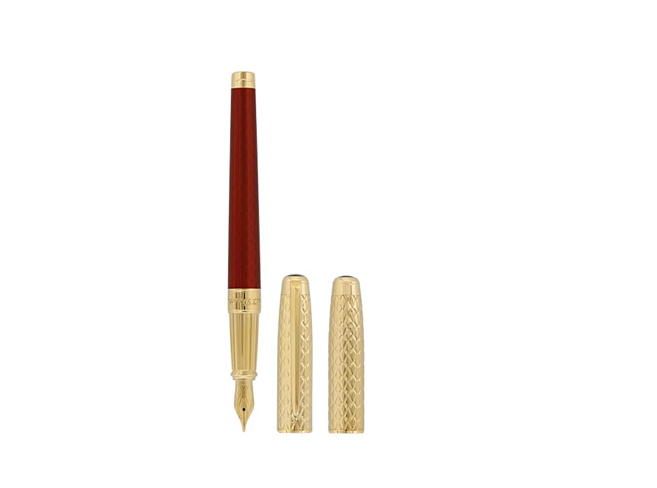 

Dupont Line D Eternity Dragon Scale Guilloche Burgundy Gold Fountain Pen 420028L S.T. & червоний