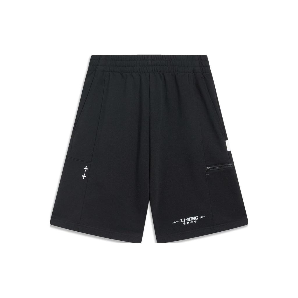 Li-Ning China Culture Series Letter Print Straight Sports Shorts Men Bottoms Black AKST417-2