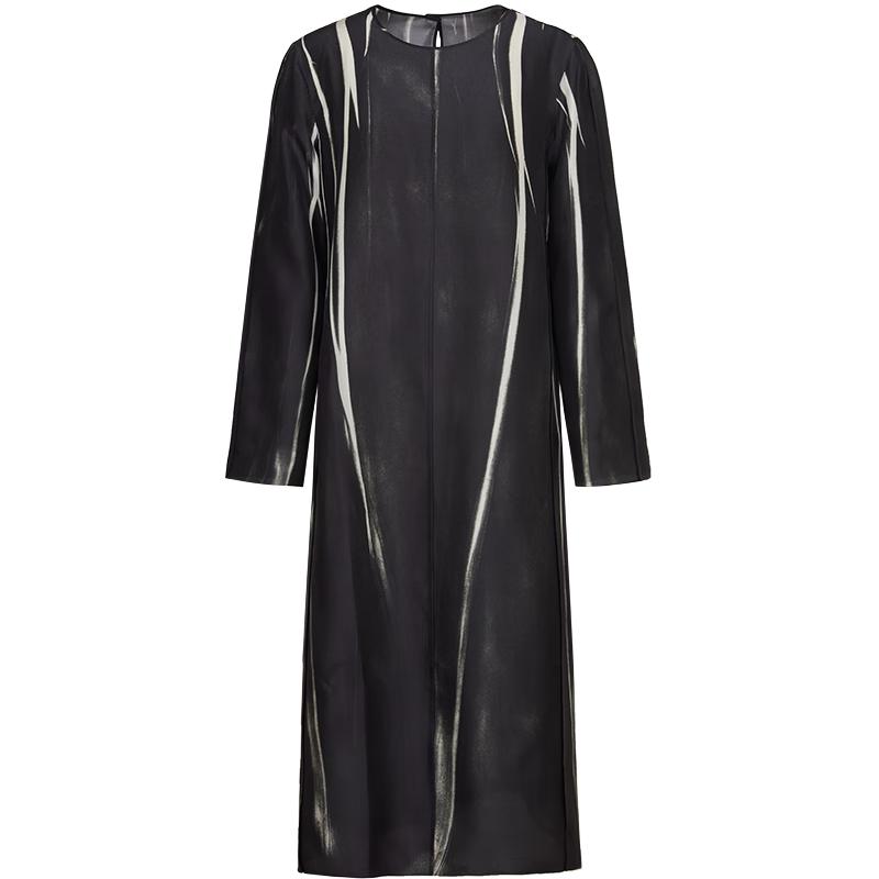 LESS 2024 Spring Printed Silk Midi Dress