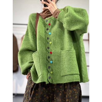 DIMANAF Winter Plus Size Autumn Women Solid Buttons Sweaters Jacket Knitting Fashion Oversize Casual Style Loose Cardigan Sweater