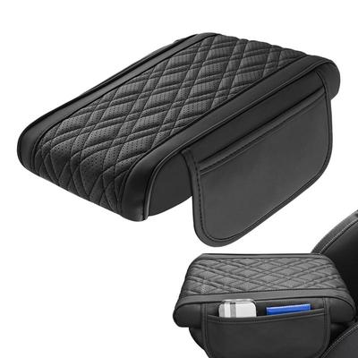 Coussin d'accoudoir de voiture en cuir PU, housse de console centrale avec poche latérale et bande élastique, support de repose-poignet pour tous
