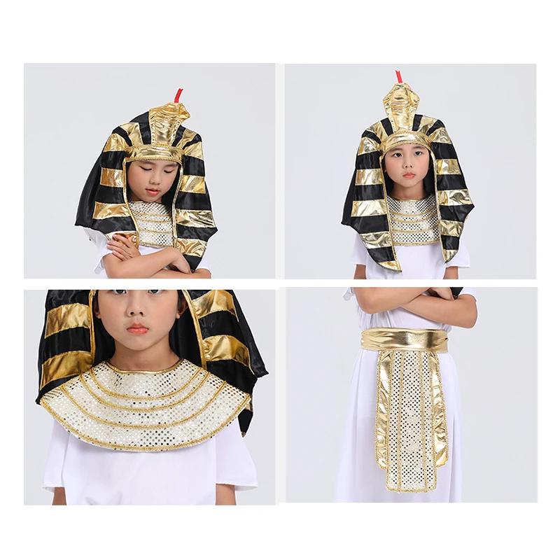 Sydanne Kids Ancient Egyptian King Pharaoh Robe Jumpsuit Cosplay Costume Halloween Dance Stage Performance Clothes