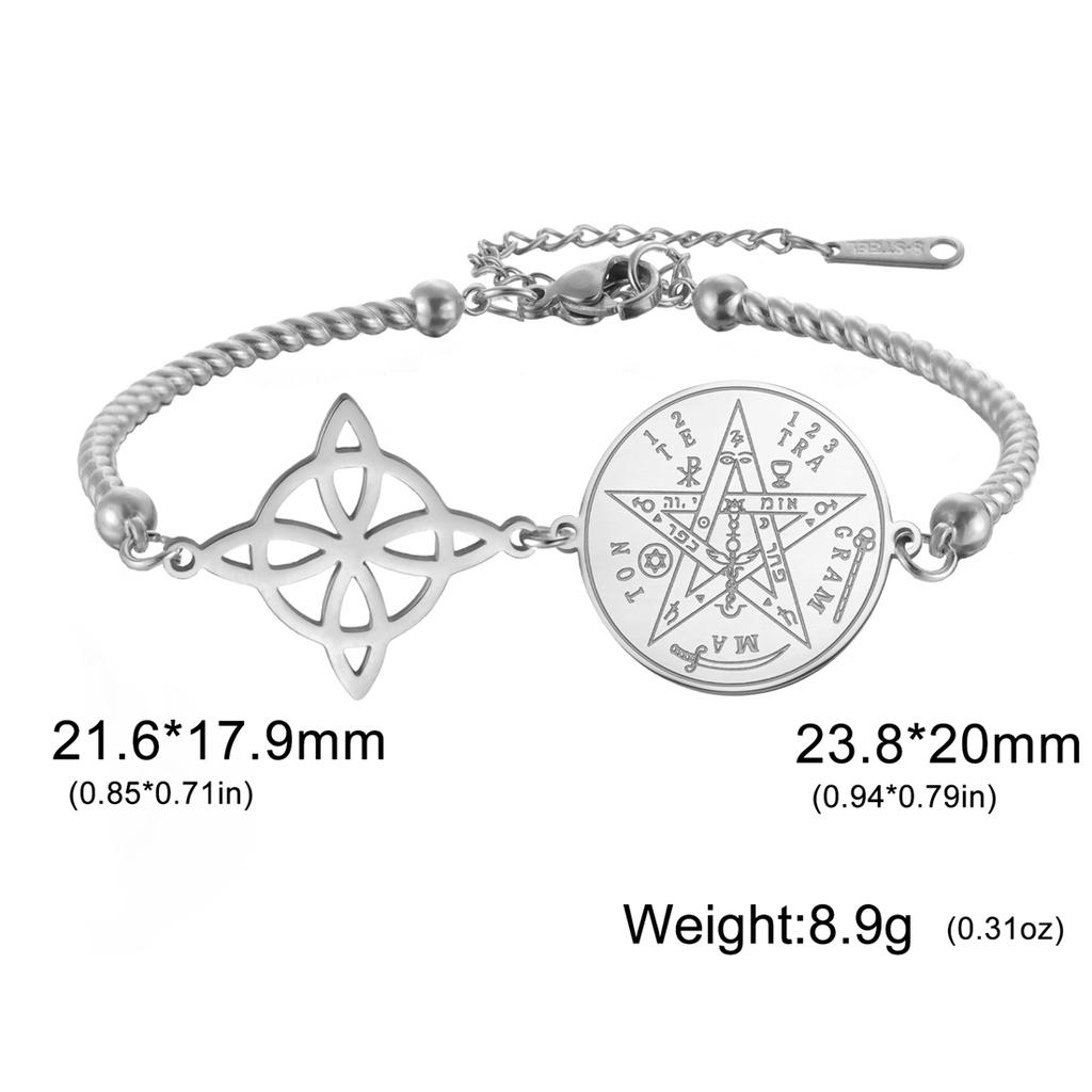 EUEAVAN Classic Witch Knot Bracelet For Women Stainless Steel Tetragrammaton Pentacle Bracelet Double Protection Jewelry Gifts