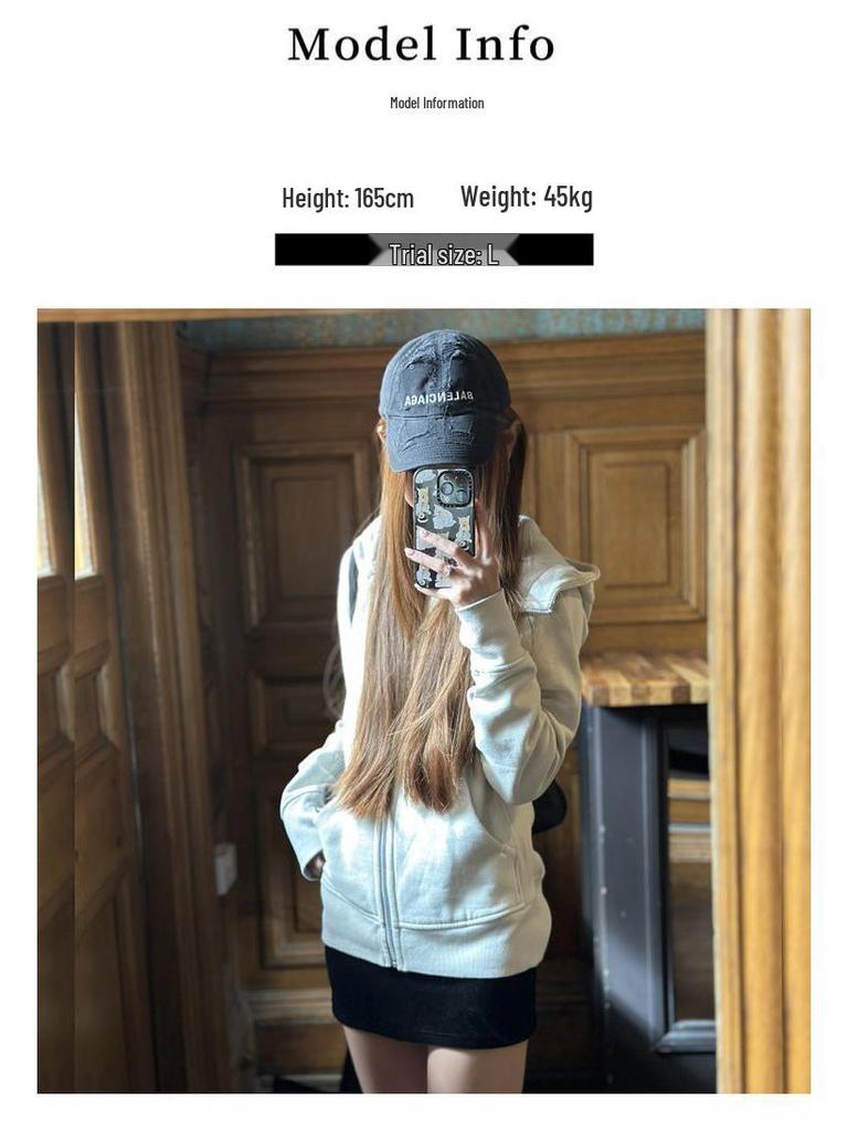 Dámská zeštíhlující mikina s kapucí na podzim/zimu 2024 - Bavlněná mikina se zipem zeštíhlující pas