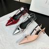 French silver bow bag head sandals women's 2025 summer absolute child thin heel empty single shoes pointed high heels