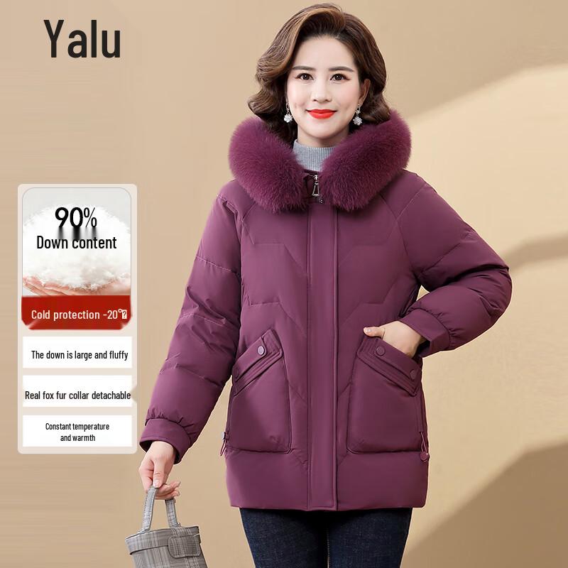 

Yalu Women s Mid-length Fox Fur Collar Down Jacket 3XL