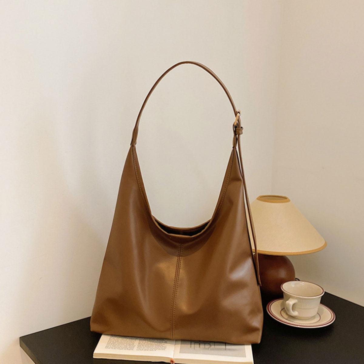 

Light Brown Women s Trendy Winter Single-Shoulder Bag, Large-Capacity, High-Quality and Fashiable Solid-Color Pu New Tote Bag світло-коричневого кольору