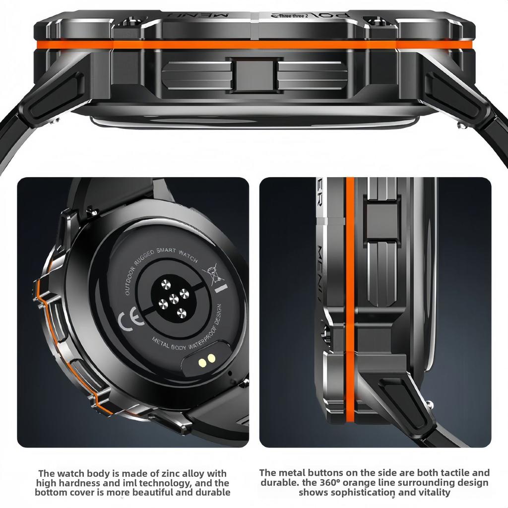 Outdoor Sports 30m Waterproof 1.73-inch AMOLED Display X3 Smart Watch Magnetic Compass Calling Heart Rate Barometric Pressure