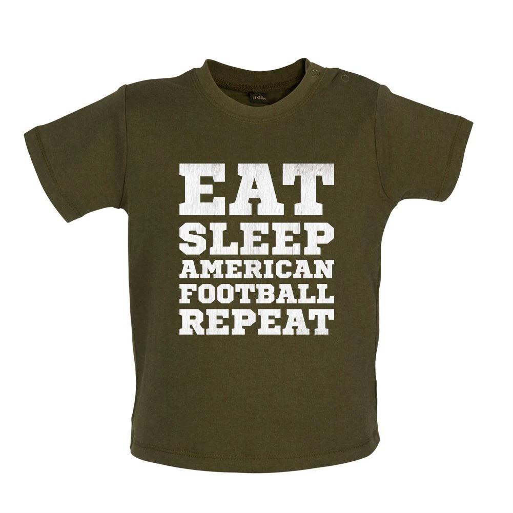 Eat Sleep American Football Repeat - Baby Kids Boys Girls Unisex T-Shirt / Babygrow - Sport Love Player 110
