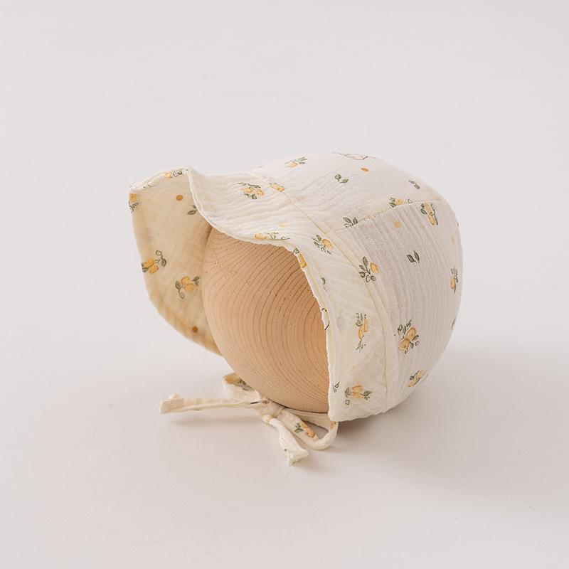 

Детская шапка Детская весенне-осенняя тонкая из чистого хлопка Милая Супер милая Маленькая Месячная Цветочная Шапка-панама Присборивание на шнурке (36-45cm)