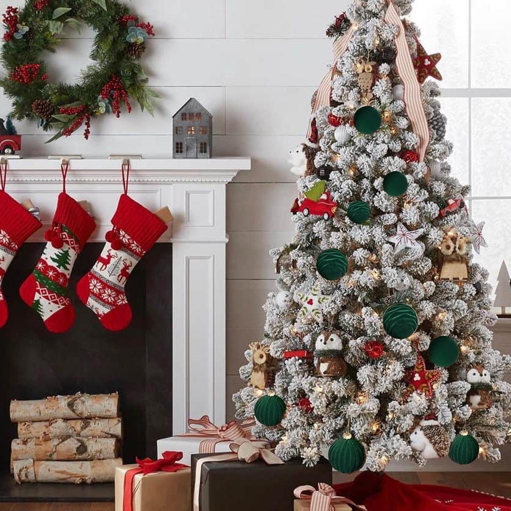 12pcs Velvet Christmas Balls 6cm Velvet Christmas Balls Tree Decor Breakable Shatterproof Decor Decoration For Winter Party