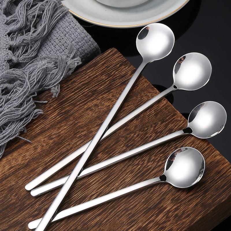 13/15/17cm Stainless Steel Spoon Long Handle Ice Cream Dessert Spoon Espresso Honey Mixing Spoon Kitchen Tableware Accessory
