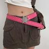 Wide Side Star PU Leather Belt Rivet Trouser Decoration Elegant Y2k Style Waist Belt  Party