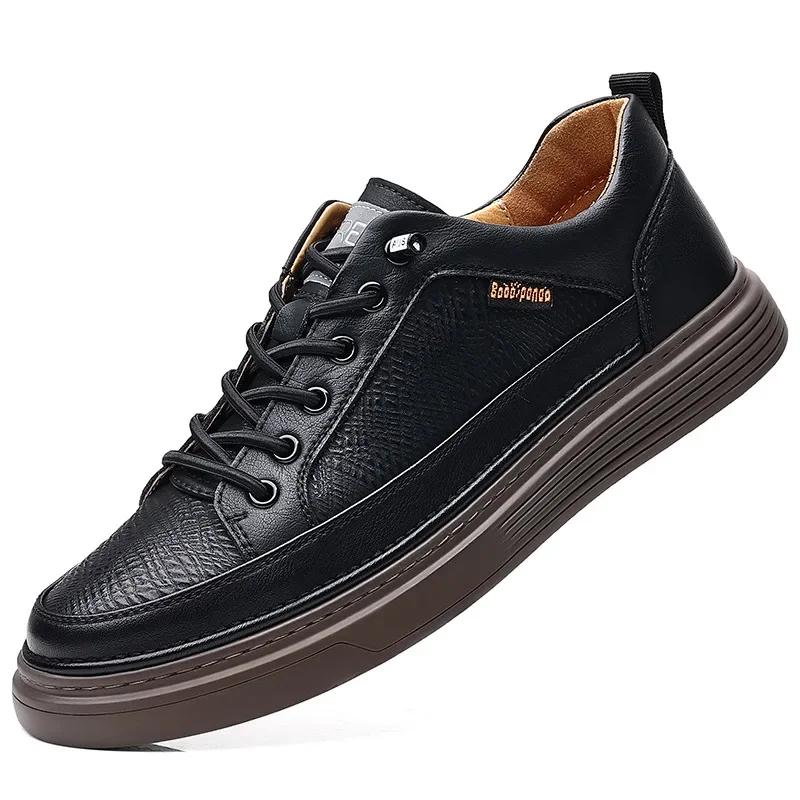 

Модные мужские спортивные повседневные кроссовки Весна Осень Новые Британские Ретро Низкие Кроссовки Мужские Универсальные Дышащие Кожаные Туфли для Мужчин 38