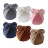 Cute Bunny Ears Baby Turban Hat Solid Color Soft Cotton Infant Beanie Cap Toddler Bonnet Headwrap for Baby Boys Girls