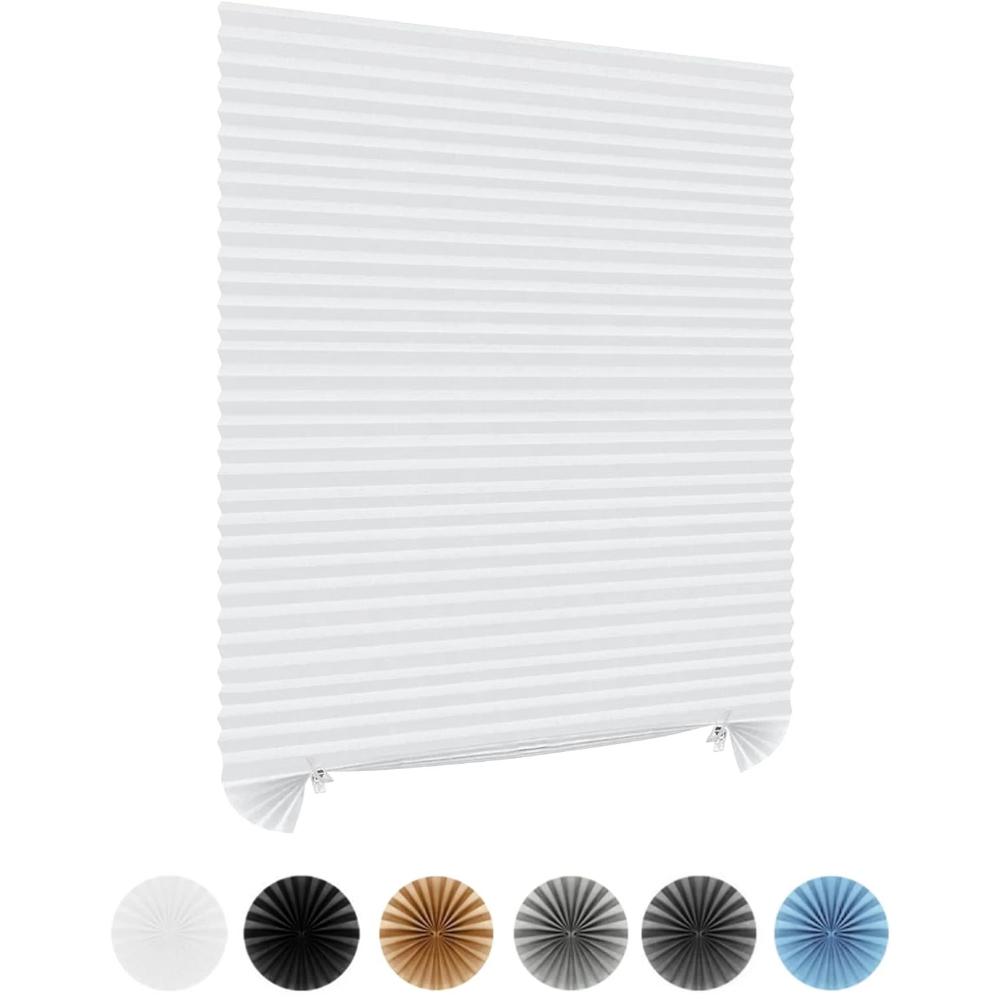 Pleated Window Blinds Temporary Window Shades Cordless Light Filtering Pleated Paper Shades Room Darkening Blind for Home Office