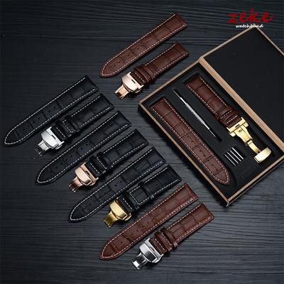 Watch Band 16mm 18mm 19mm 20mm 21mm 22mm 24mm Genuine Leather Strap Watchband with Box Butterfly Clasp Men Women Belt Bracelet