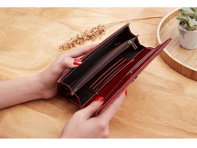 2025 Damen Retro Ölwachsleder Lange Geldbörse, Europäischer & Amerikanischer Stil