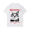 Men's 100% Cotton Crew Neck Short Sleeve T-Shirt, Funny Missing Cat Printed Casual Lightweight Tee for Daily Wear, Comfy Breathable Summer Top with Un