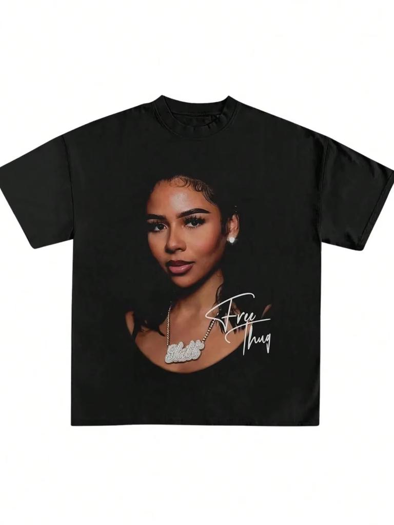 The Scientist Street Hip Hop TShirt Classic Big Face Print Crew Neck Short Sleeve Unisex Women Top Y2K Harajuku Street Cotton Tees