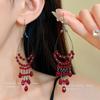 Retro Artificial Glazed Water Drop Long Ear Hook Bohemian Fashion Fringed Earrings Temperament High-end Earrings Women