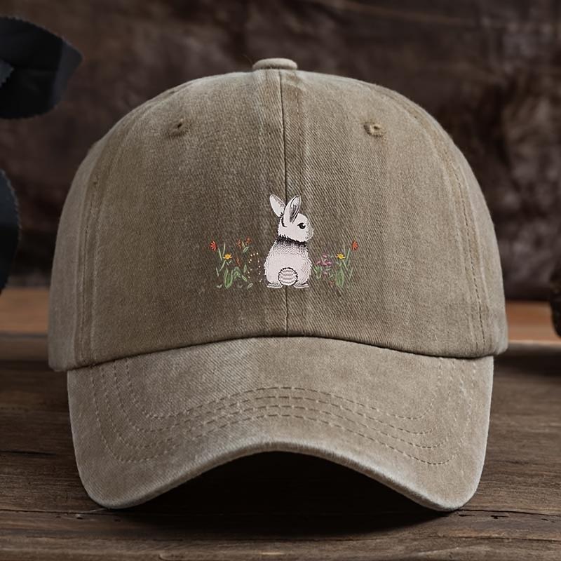 Baseball cap cute rabbit floral print lightweight textile fabric for daily and formal occasions outdoor leisure