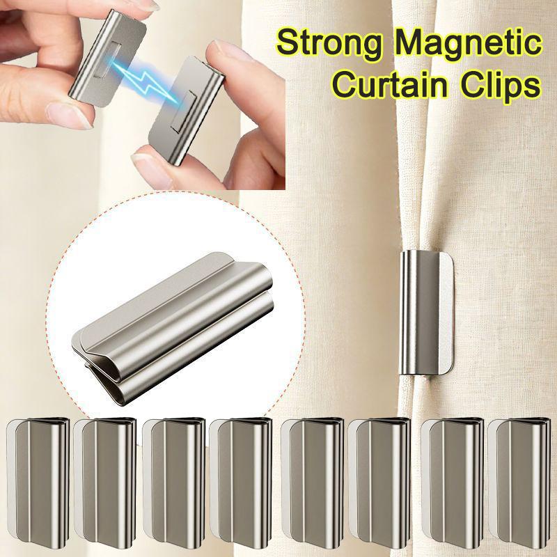 Magnetic Curtain Clips Drill-Free Curtain Fasteners Powerful Magnetic Hold Design for Home Living Room Bedroom Office Curtain
