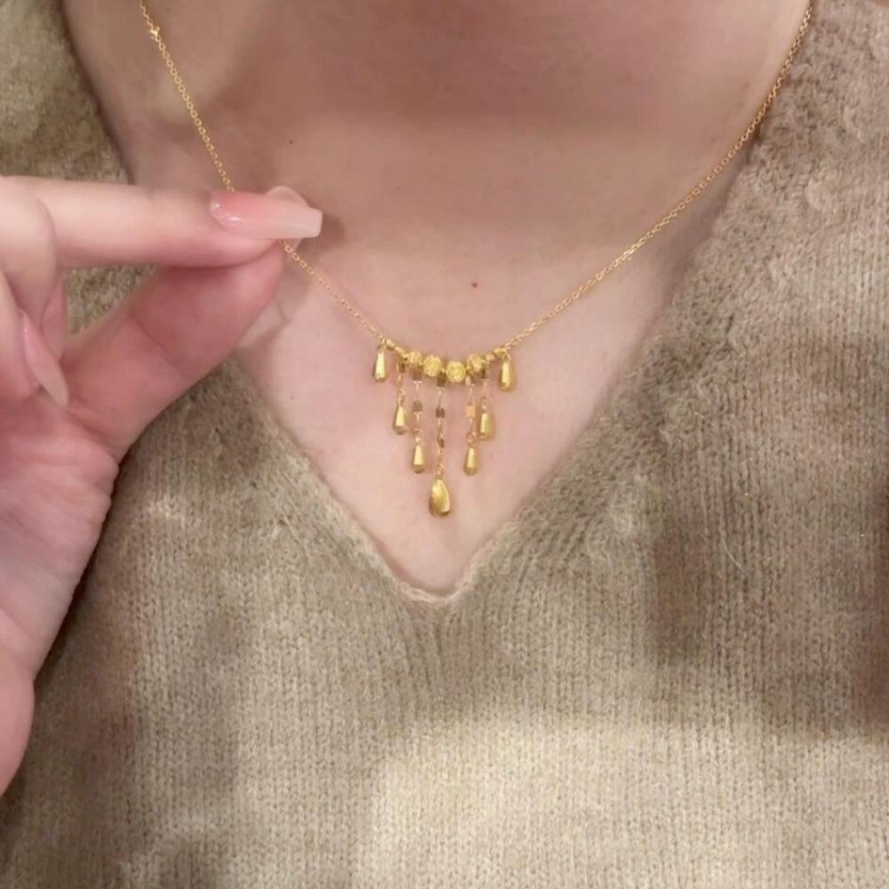 Elegant Luxury Tassel Necklace Versatile Retro Waterdrop Necklace Minimalist Style Exquisite Retro Necklace Women Fashion