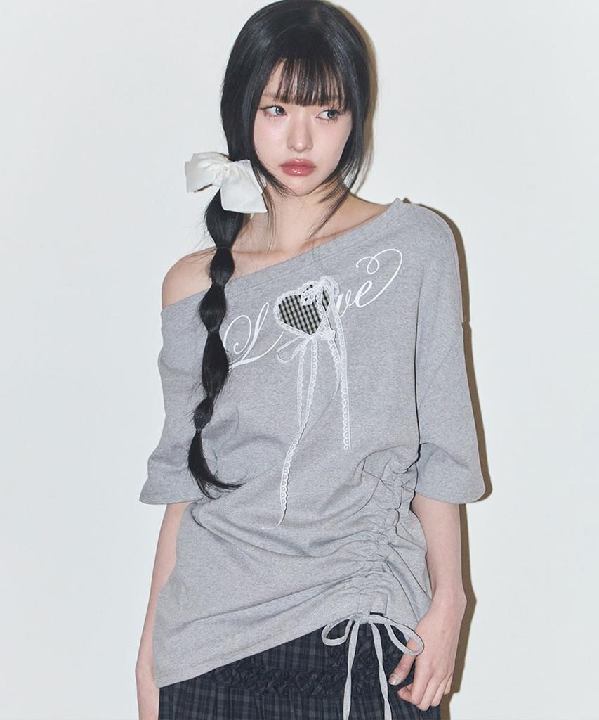ILLIGO Love One-Shoulder Oversized T-Shirt Melange