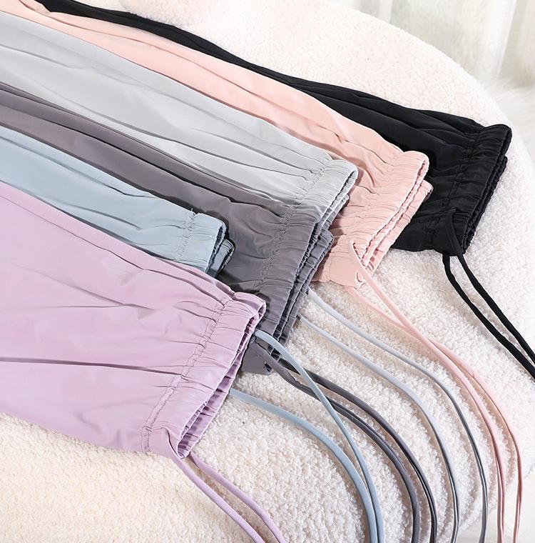 Summer Maternity Ice Silk Joggers - Quick-Dry, Lightweight, Cropped Sports Pants with Drawstring.