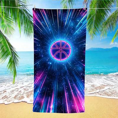 Serviette de plage à motif Espace étoilé néon Protection solaire et coupe-vent Convient pour la piscine, le camping, la couverture de voyage