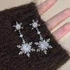 New Shiny Snowflake Earrings for Women Unique Imitation Pearl Long Chain Rhinestone Retro Pendant Earrings Fashionable Jewelry